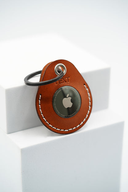 Apple AirTag Keyring / Genuine Leather Apple AirTag Case / Brown AirTag  Cover / AirTag Protector With Detachable Copper Hardware 